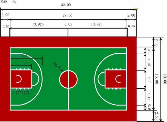 標(biāo)準(zhǔn)硅pu籃球場畫線圖